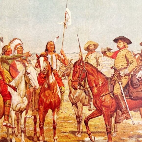 General Custer's Demand Native Americans 1979 Old American West Art Print LGAD98 - Picture 1 of 2